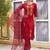 Floral embroidered viscose rayon round neck kurta trouser & dupatta