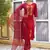 Floral embroidered viscose rayon round neck kurta trouser & dupatta