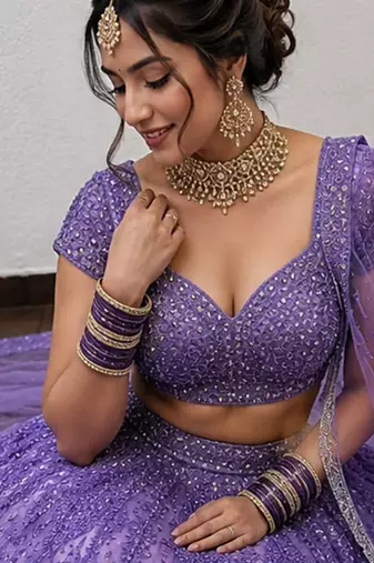 Glamorous Lehenga Choli with Zari Embroidery