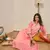 Floral embroidered cotton silk v neck kurta trouser & dupatta