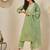 Floral embroidered cotton silk v neck kurta trouser & dupatta