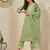 Floral embroidered cotton silk v neck kurta trouser & dupatta