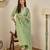 Floral embroidered cotton silk v neck kurta trouser & dupatta