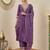 Floral embroidered cotton silk v neck kurta trouser & dupatta
