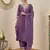 Floral embroidered cotton silk v neck kurta trouser & dupatta