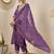 Floral embroidered cotton silk v neck kurta trouser & dupatta