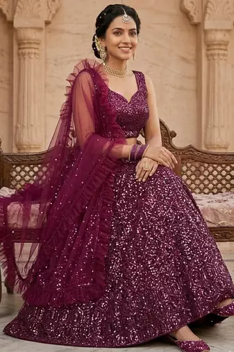 Velvet Sequence Lehenga choli Set