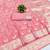 Pink zari woven banarasi silk blend saree with blouse piece