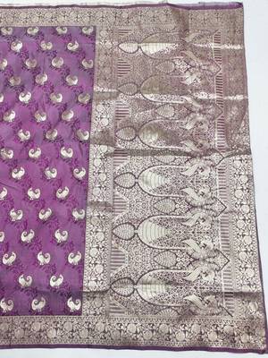 Wine zari woven silk blend saree with blouse piece 2