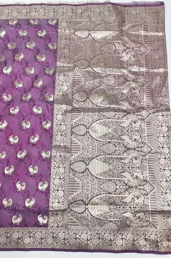 Wine zari woven silk blend saree with blouse piece