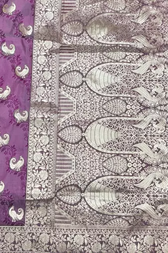 Wine zari woven silk blend saree with blouse piece