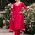 Floral embroidered cotton silk v neck kurta trouser & dupatta