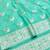 Light blue zari woven banarasi silk blend saree with blouse piece