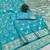 Blue zari woven banarasi silk blend saree with blouse piece