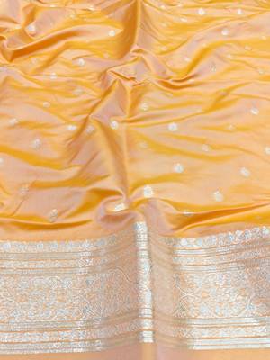 Mustard zari woven silk blend saree with blouse piece 3
