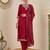 Floral embroidered viscose rayon round neck kurta trouser & dupatta