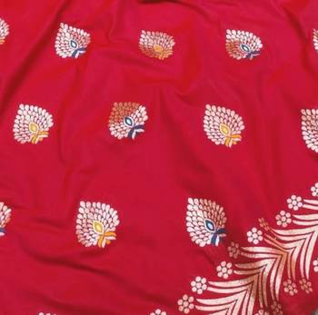 Rani zari woven silk blend saree with blouse piece 3