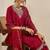 Floral embroidered viscose rayon round neck kurta trouser & dupatta