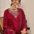 Floral embroidered viscose rayon round neck kurta trouser & dupatta