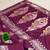 Wine zari woven banarasi silk blend saree with blouse piece