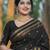 Black zari woven banarasi silk blend saree with blouse piece