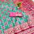 Blue zari woven patola banarasi silk blend festive saree with blouse piece