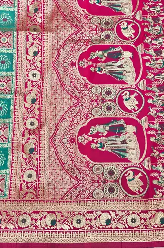 Blue zari woven patola silk blend festive saree with blouse piece