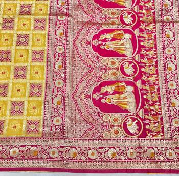 Gold zari woven patola silk blend festive saree with blouse piece 5