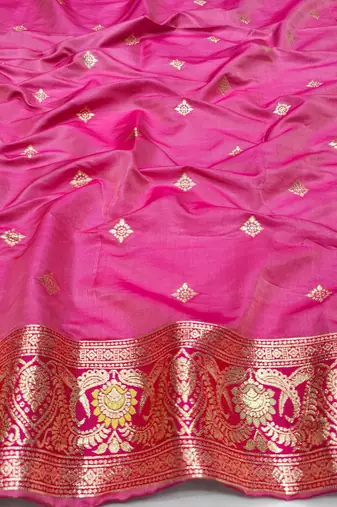 Light green zari woven silk blend saree with blouse piece