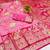 Pink zari woven banarasi silk blend saree with blouse piece