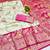 Cream zari woven banarasi silk blend saree with blouse piece