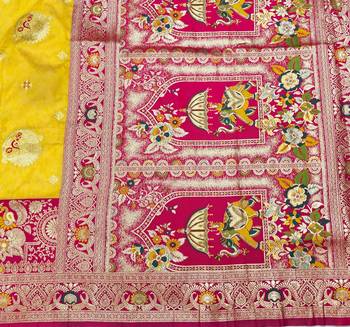 Gold zari woven silk blend saree with blouse piece 5