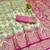 Pista zari woven patola banarasi silk blend festive saree with blouse piece