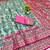 Blue zari woven patola banarasi silk blend festive saree with blouse piece