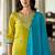Floral embroidered muslin v neck kurta trouser & dupatta