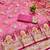 Pink zari woven banarasi silk blend saree with blouse piece