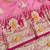 Pink zari woven banarasi silk blend saree with blouse piece