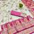 Cream zari woven banarasi silk blend saree with blouse piece