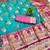 Blue zari woven banarasi silk blend saree with blouse piece