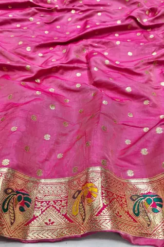 Blue zari woven silk blend saree with blouse piece
