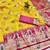 Gold zari woven banarasi silk blend saree with blouse piece