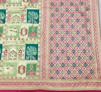 Pista zari woven patola silk blend festive saree with blouse piece 5