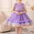 Purple rainbow frill net princess dress for girls