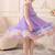 Purple rainbow frill net princess dress for girls