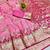 Pink zari woven banarasi silk blend saree with blouse piece