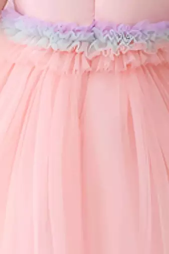 Purple rainbow frill net princess dress for girls