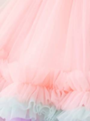 Purple rainbow frill net princess dress for girls 5