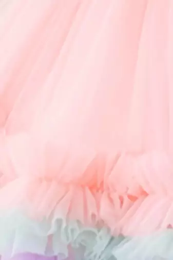 Purple rainbow frill net princess dress for girls