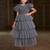Grey sequin layered net party gown for girls