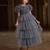 Grey sequin layered net party gown for girls